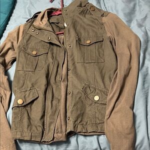 Full Tilt Olive and Tan Military Jacket